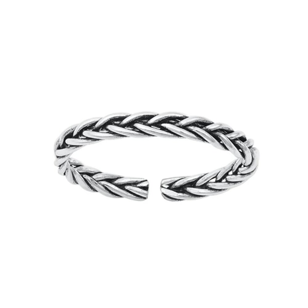 NWT- Sterling Silver (925) Adjustable Toe Ring, Oxidized Braided